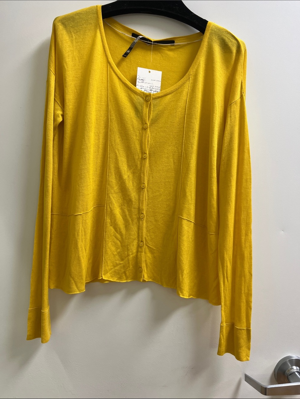 Kensie Bright Yellow Long-Sleeve Button Down Top